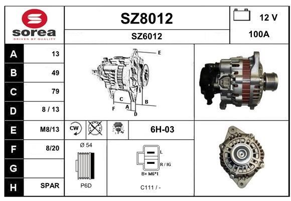 SNRA SZ8012 Alternator SZ8012