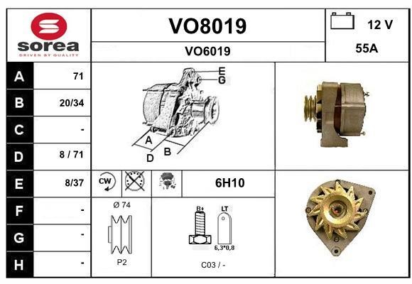 SNRA VO8019 Alternator VO8019