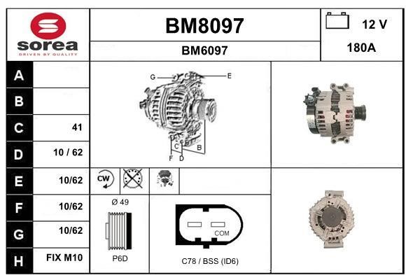 SNRA BM8097 Alternator BM8097
