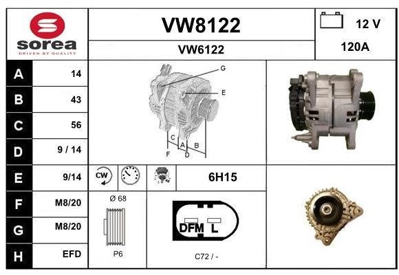 SNRA VW8122 Alternator VW8122