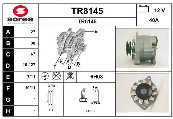 SNRA TR8145 Alternator TR8145