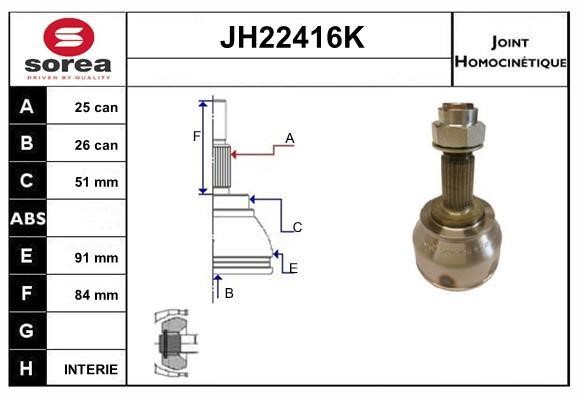 SNRA JH22416K CV joint JH22416K