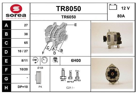 SNRA TR8050 Alternator TR8050
