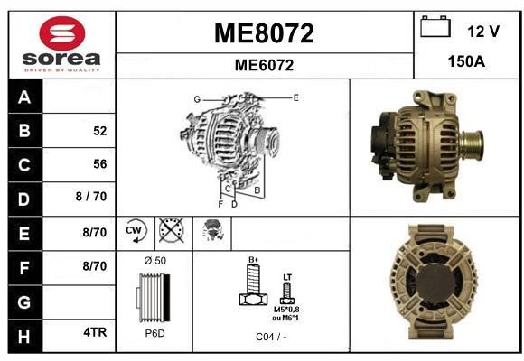 SNRA ME8072 Alternator ME8072