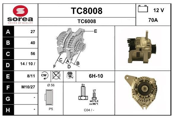 SNRA TC8008 Alternator TC8008