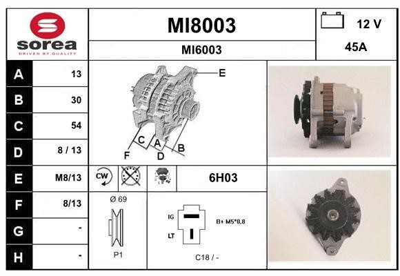SNRA MI8003 Alternator MI8003