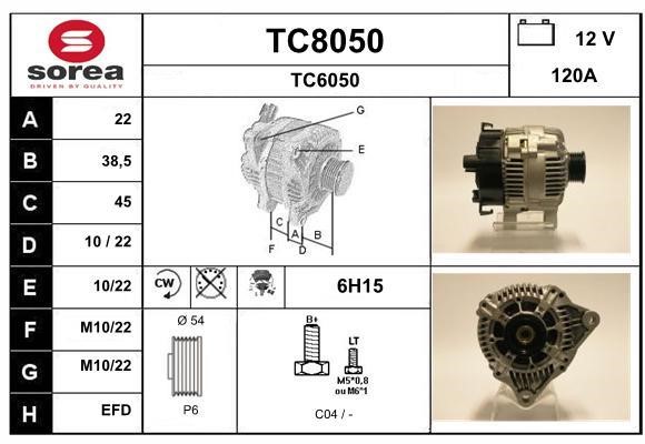 SNRA TC8050 Alternator TC8050
