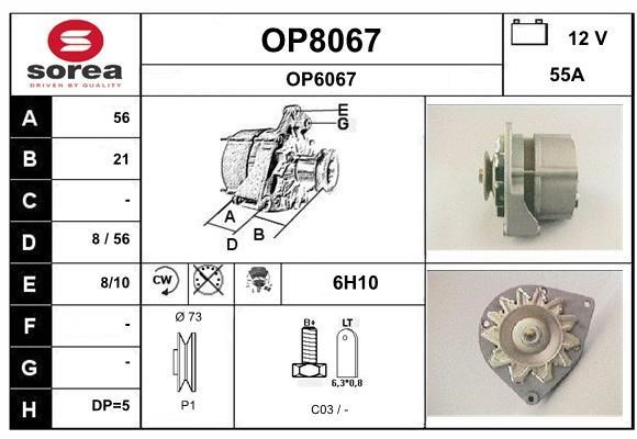 SNRA OP8067 Alternator OP8067