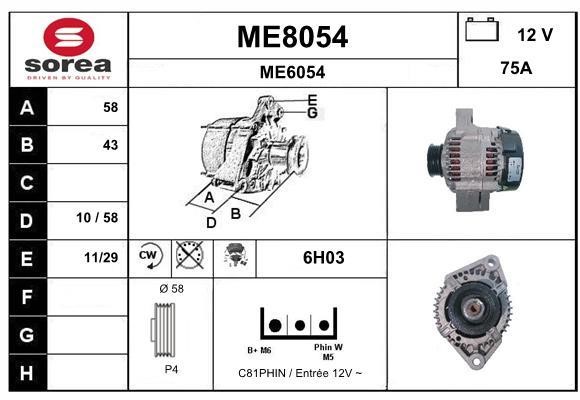 SNRA ME8054 Alternator ME8054