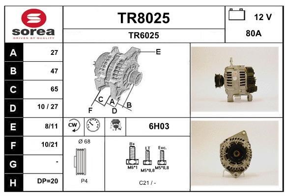 SNRA TR8025 Alternator TR8025