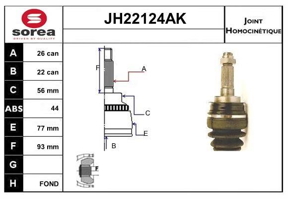 SNRA JH22124AK CV joint JH22124AK