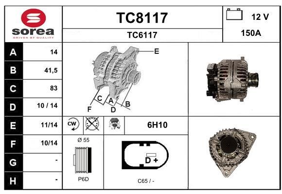 SNRA TC8117 Alternator TC8117