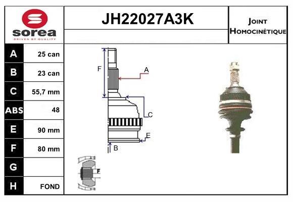 SNRA JH22027A3K CV joint JH22027A3K