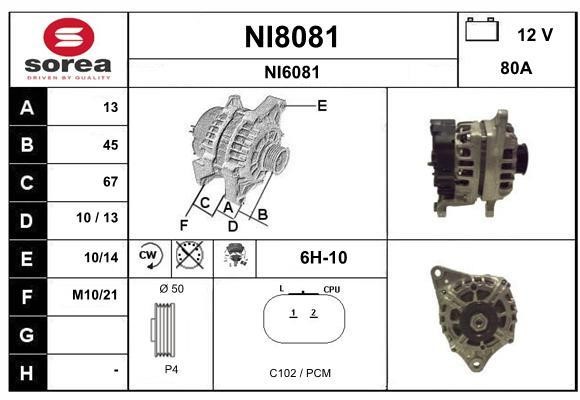 SNRA NI8081 Alternator NI8081
