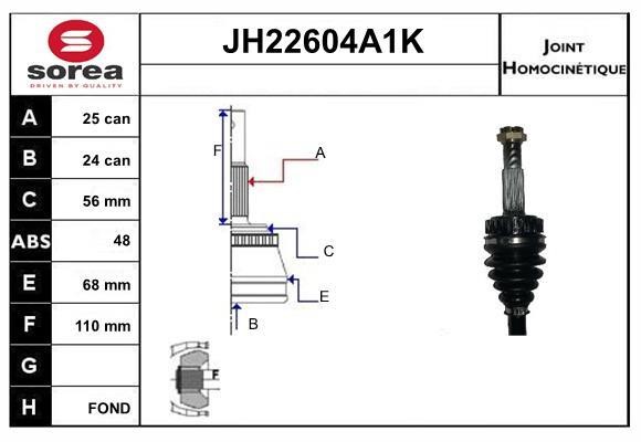 SNRA JH22604A1K Joint Kit, drive shaft JH22604A1K