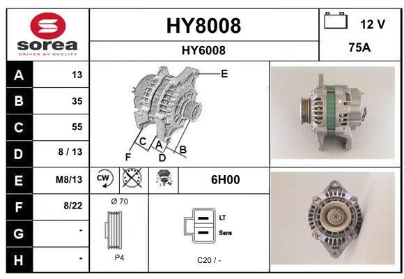 SNRA HY8008 Alternator HY8008