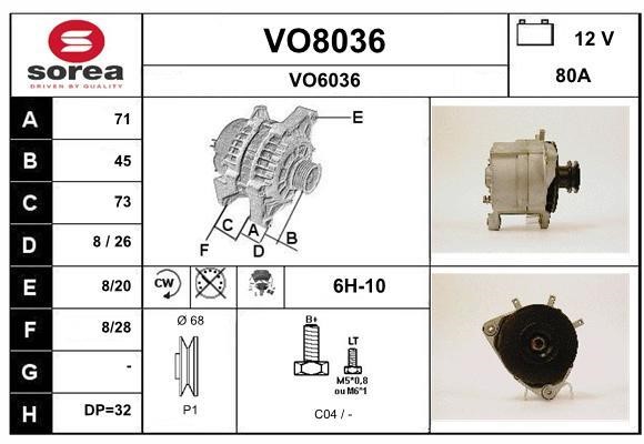SNRA VO8036 Alternator VO8036