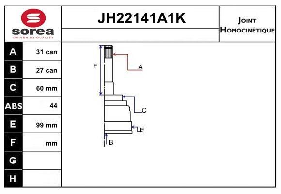 SNRA JH22141A1K Joint Kit, drive shaft JH22141A1K
