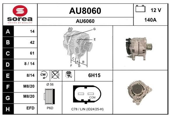 SNRA AU8060 Alternator AU8060