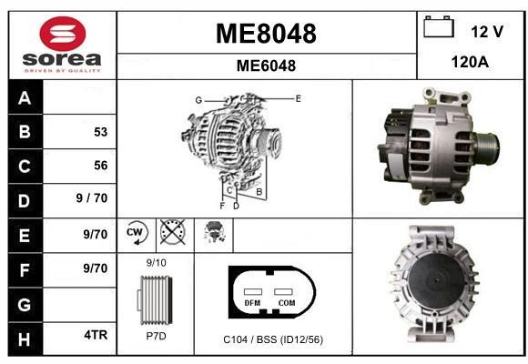 SNRA ME8048 Alternator ME8048