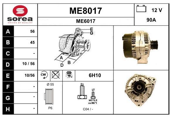 SNRA ME8017 Alternator ME8017