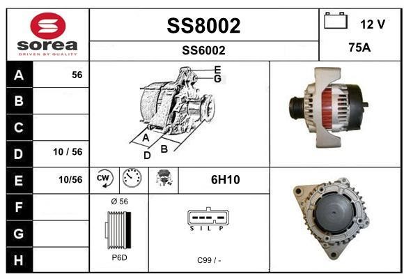 SNRA SS8002 Alternator SS8002