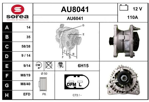 SNRA AU8041 Alternator AU8041