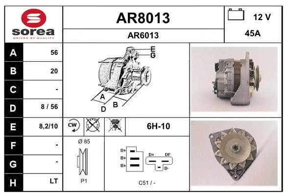 SNRA AR8013 Alternator AR8013