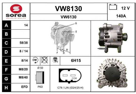SNRA VW8130 Alternator VW8130