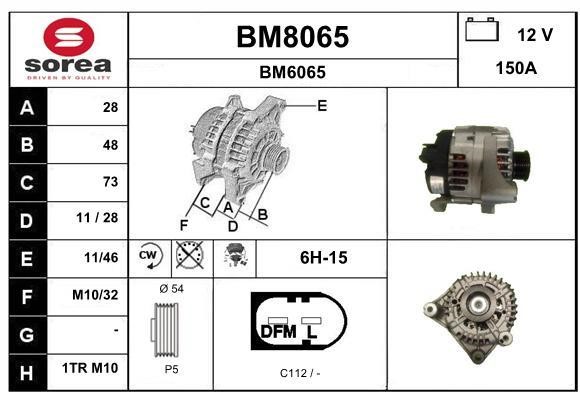 SNRA BM8065 Alternator BM8065