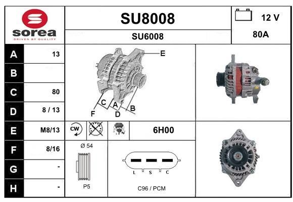 SNRA SU8008 Alternator SU8008
