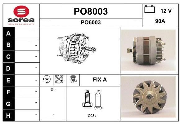 SNRA PO8003 Alternator PO8003