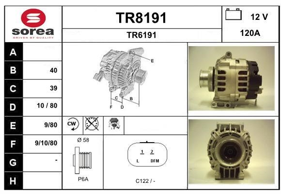 SNRA TR8191 Alternator TR8191