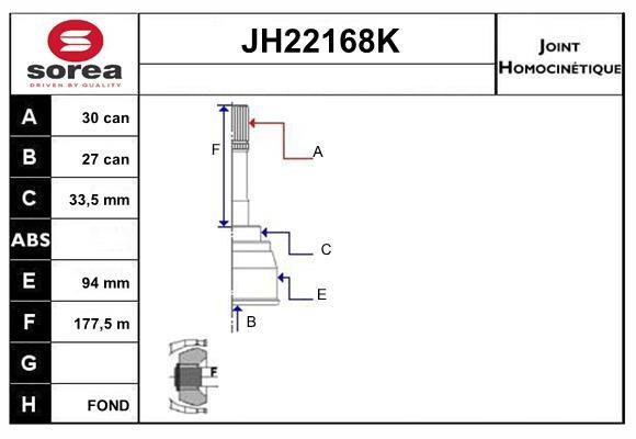 SNRA JH22168K CV joint JH22168K