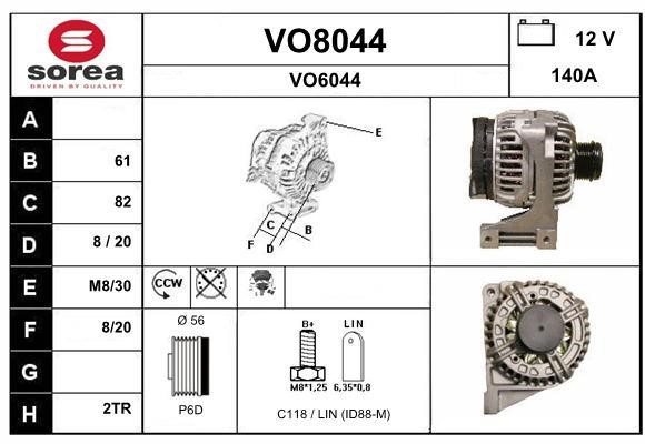 SNRA VO8044 Alternator VO8044
