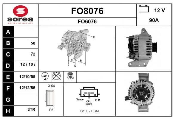 SNRA FO8076 Alternator FO8076