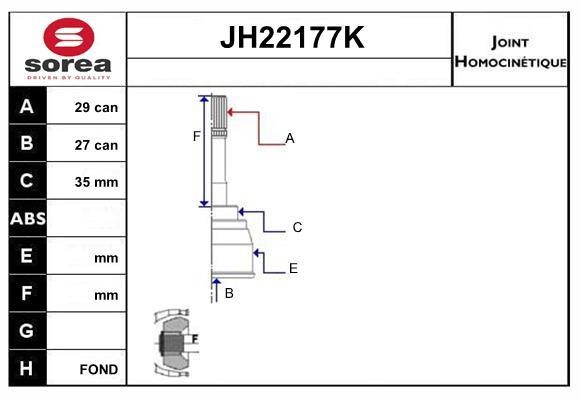 SNRA JH22177K CV joint JH22177K