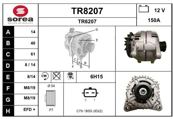 SNRA TR8207 Alternator TR8207