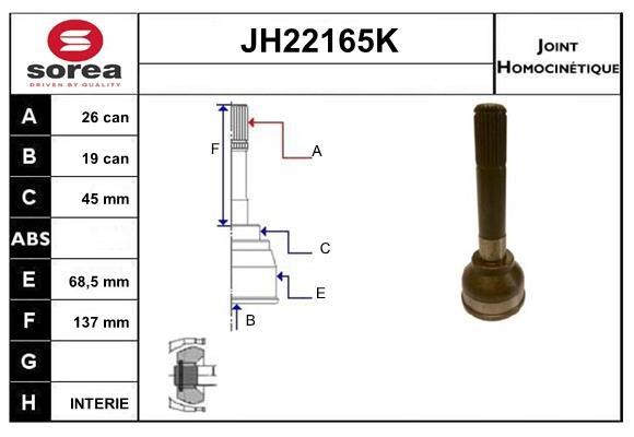 SNRA JH22165K CV joint JH22165K