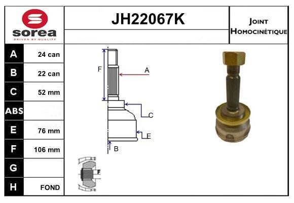 SNRA JH22067K CV joint JH22067K