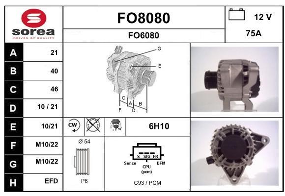SNRA FO8080 Alternator FO8080