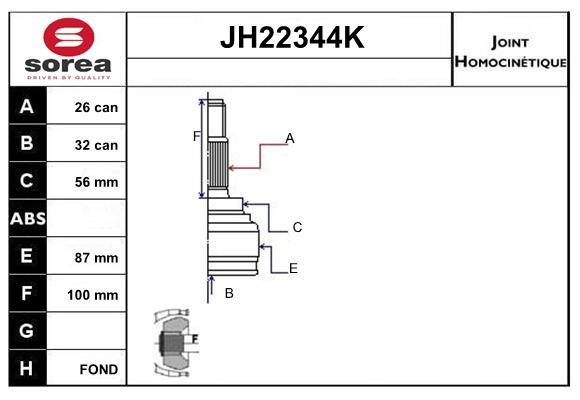 SNRA JH22344K CV joint JH22344K