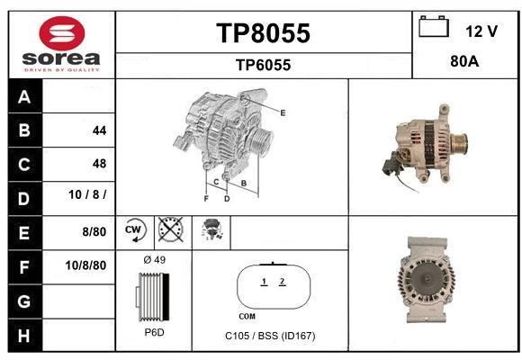 SNRA TP8055 Alternator TP8055