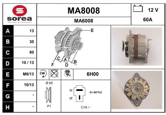 SNRA MA8008 Alternator MA8008