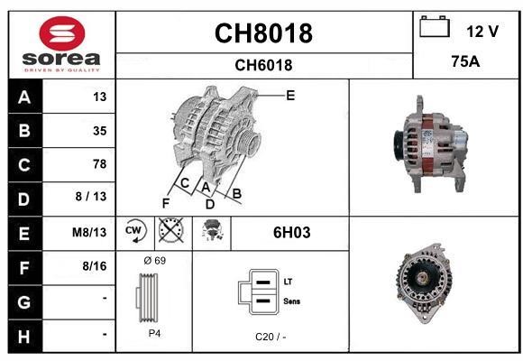 SNRA CH8018 Alternator CH8018
