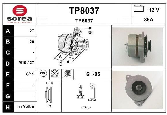 SNRA TP8037 Alternator TP8037
