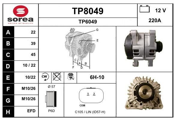 SNRA TP8049 Alternator TP8049