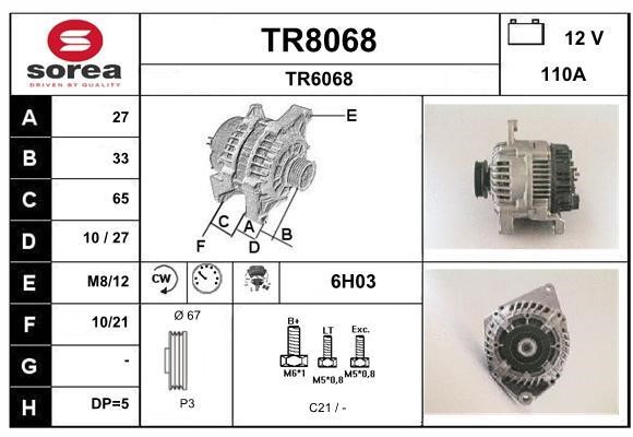 SNRA TR8068 Alternator TR8068