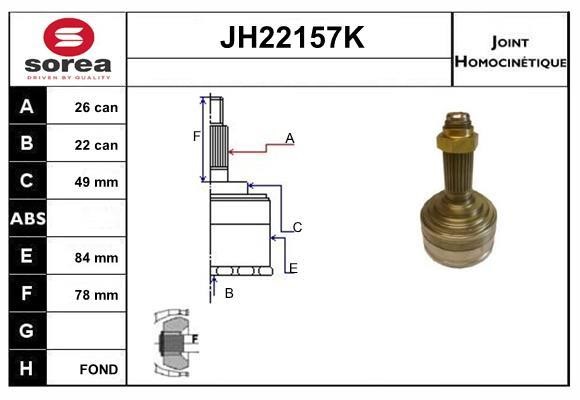 SNRA JH22157K CV joint JH22157K