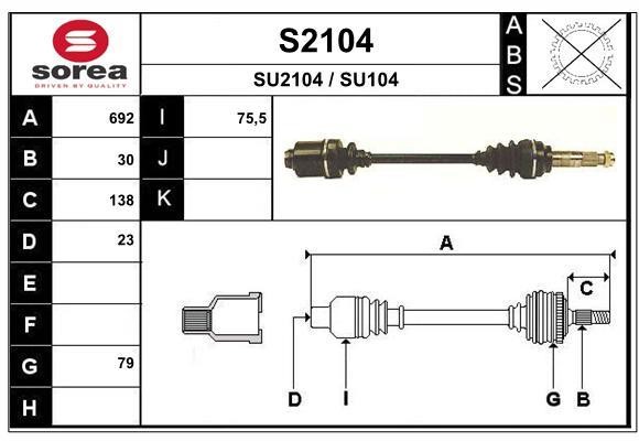 SNRA S2104 Drive Shaft S2104